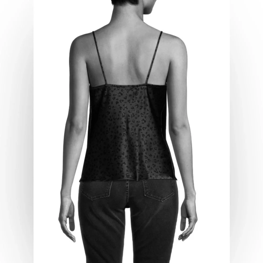 Renee C Monochrome Black Leopard Satin Cowl Neck Camisole New with tags - Picture 2 of 7